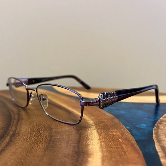 Lady M Collection AMELIA Eyeglasses Frame 51-17-135 Lilac with Rhinestones - Picture 2 of 11